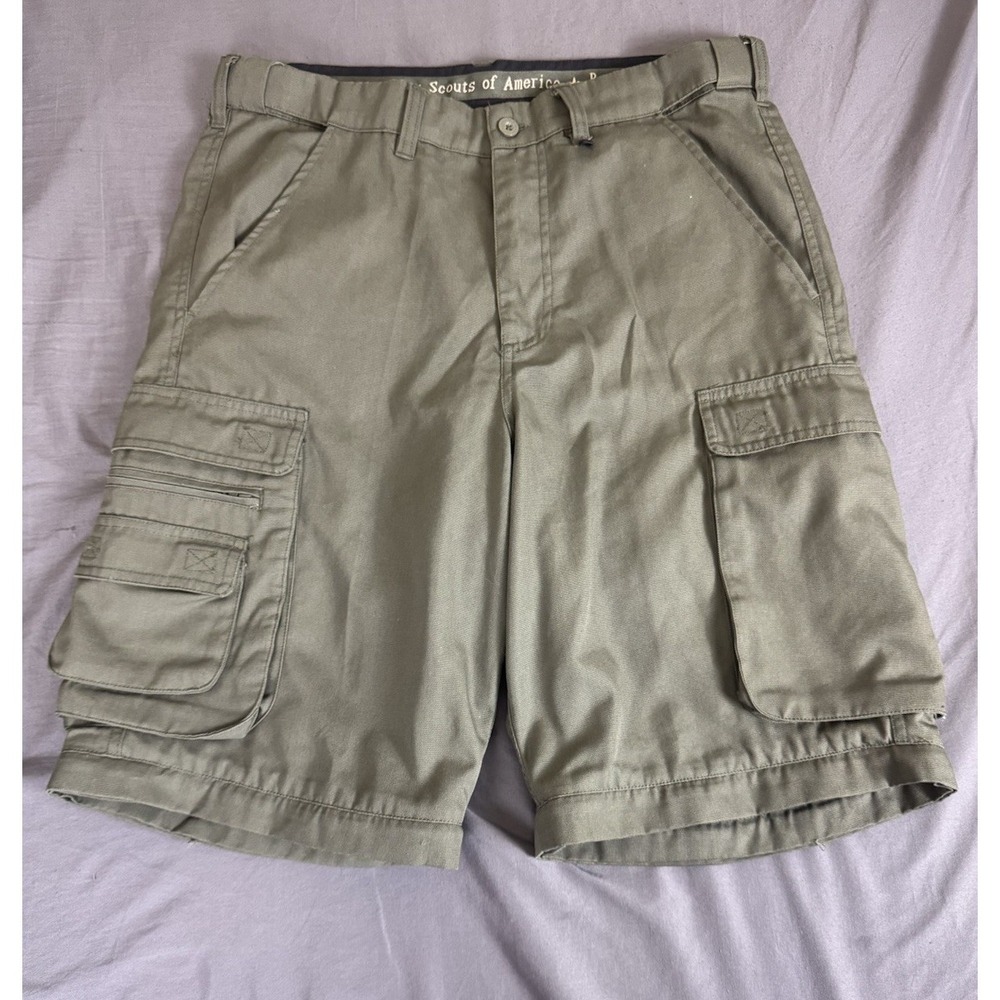 Boy Scouts of America Men's Cargo Shorts Olive Green Utility Outdoor Hiking 33